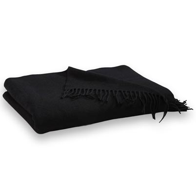 Wool Throw - Black Throw, Lambswool