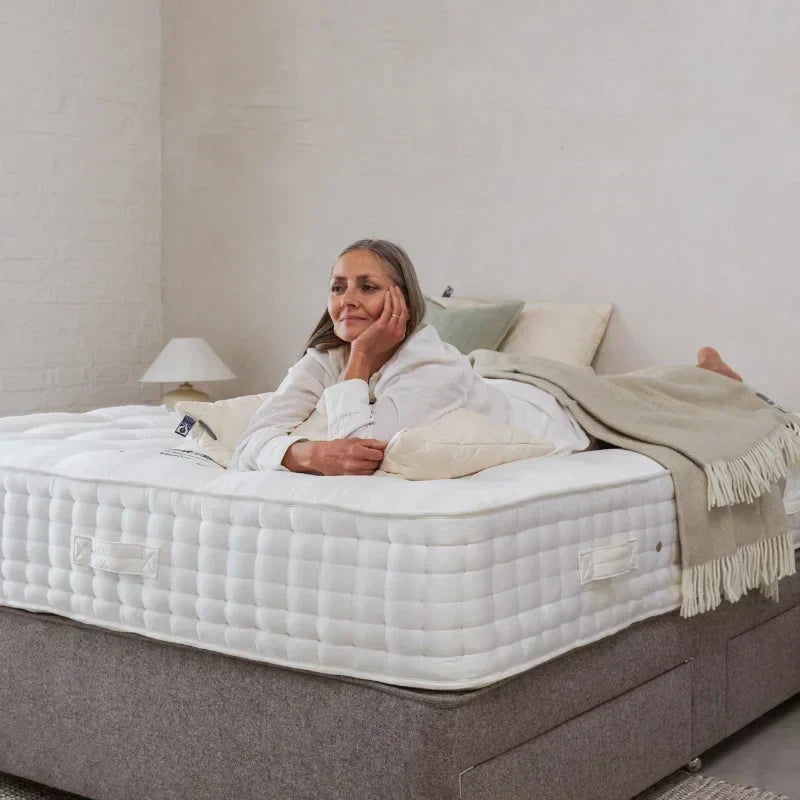 women lying on a woolroom mattress