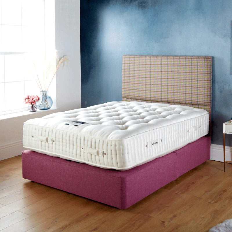Woolroom mattress on a plum bed