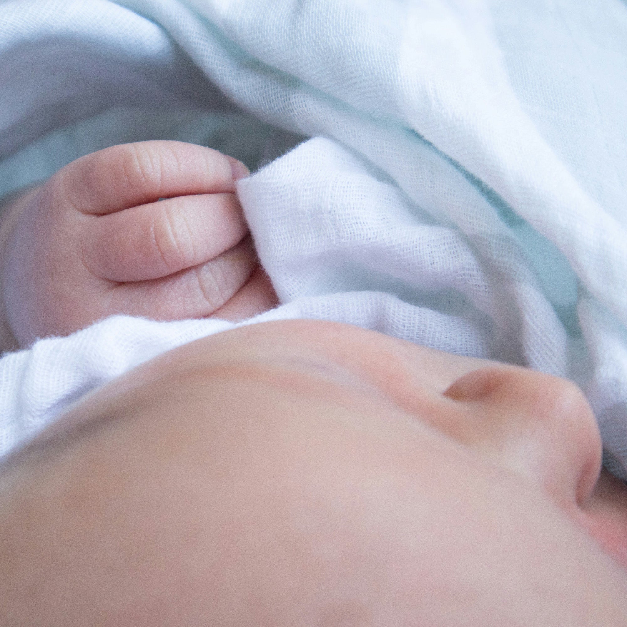 Close up of swaddled Baby