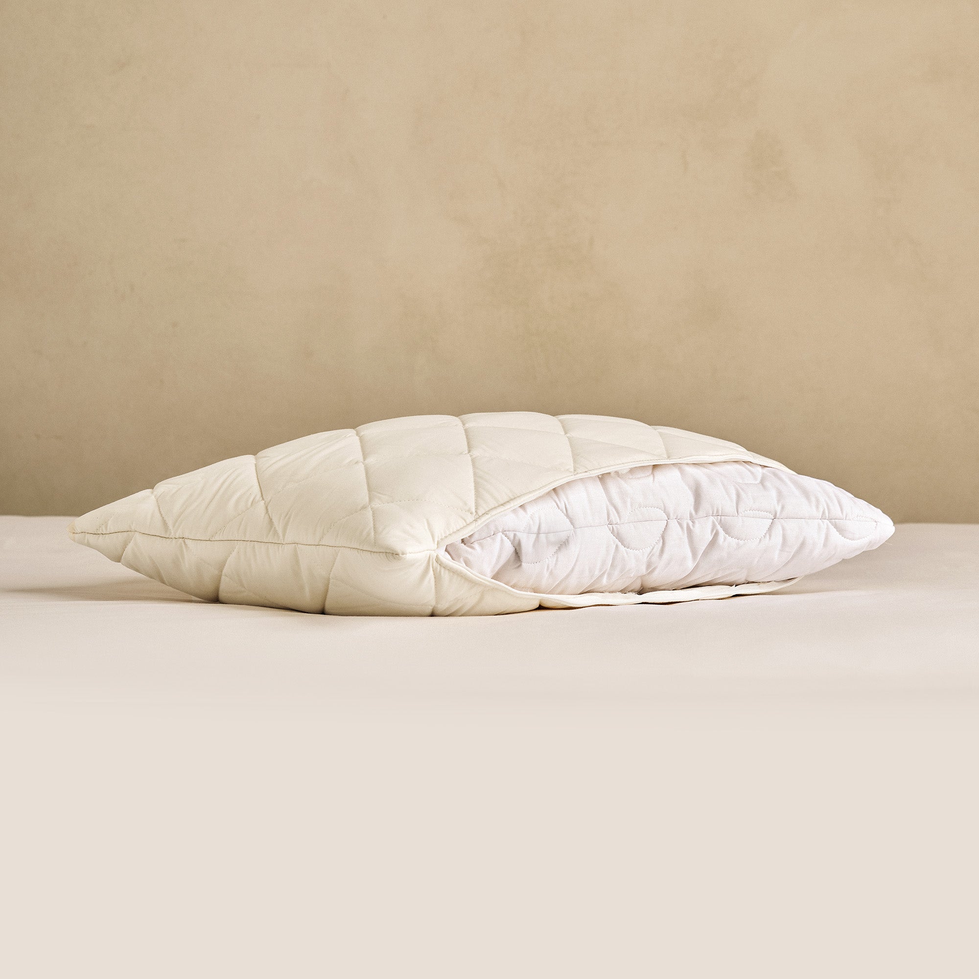 Organic Washable Quilted Wool Pillow Cover - Zipped
