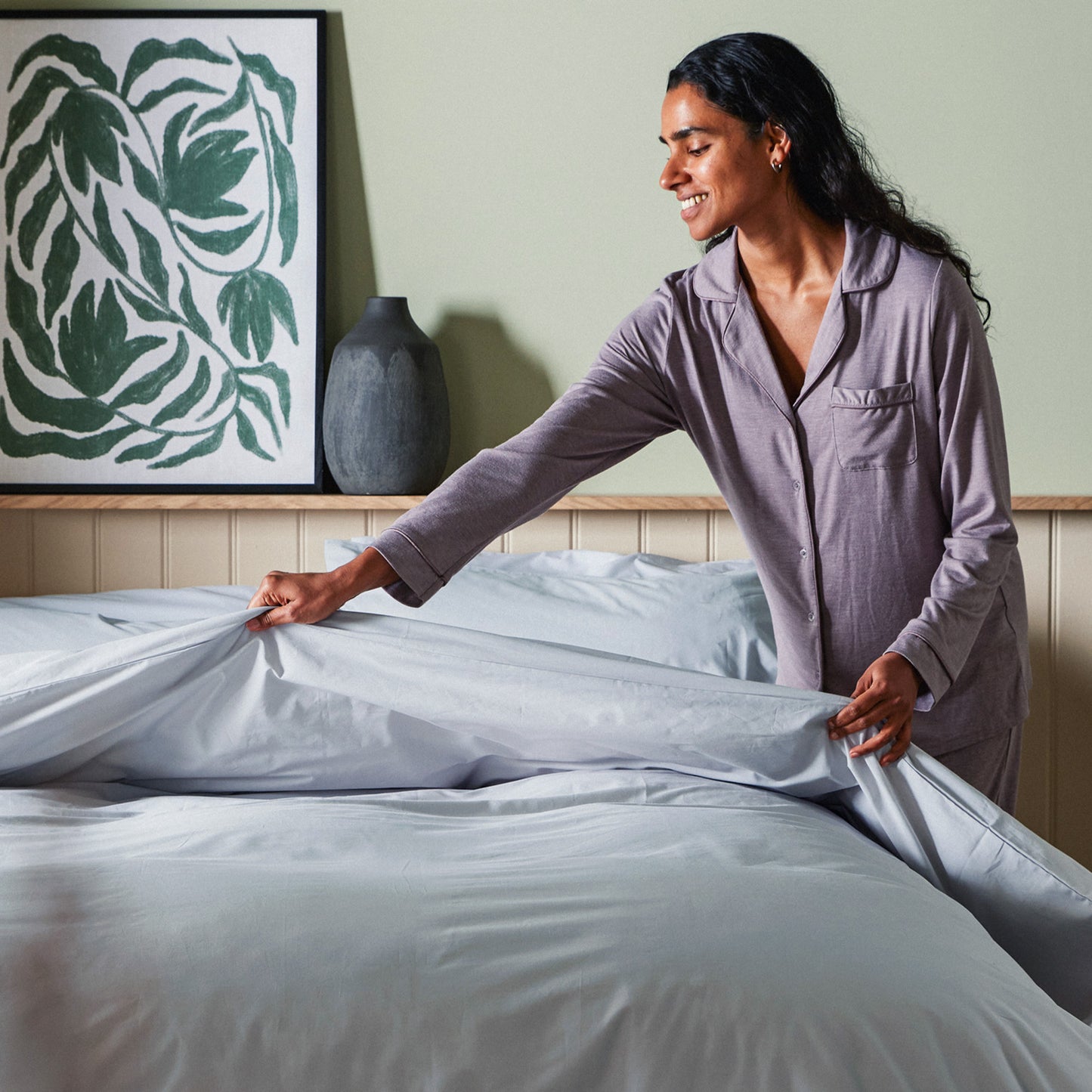 Ensemble de linge de lit en coton biologique Arinta - Earl Grey