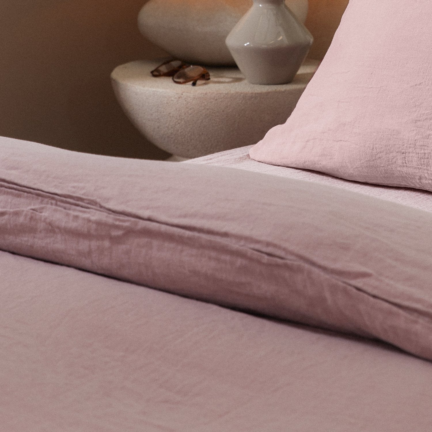 Product image of Mariana Linen Blend Duvet Cover - Rose by Woolroom – premium bed linen