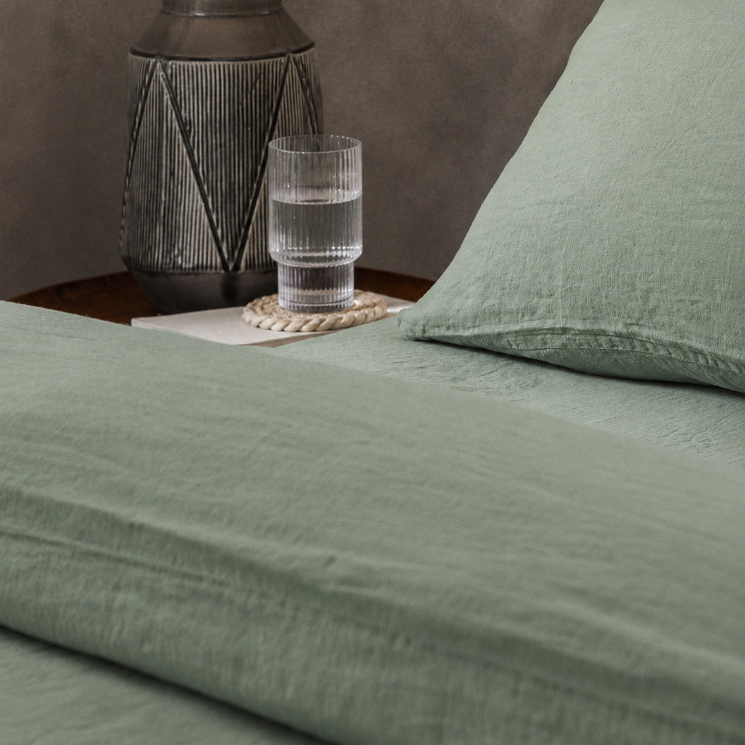 Product image of Mariana Linen Blend Duvet Cover - Sage by Woolroom – premium bed linen