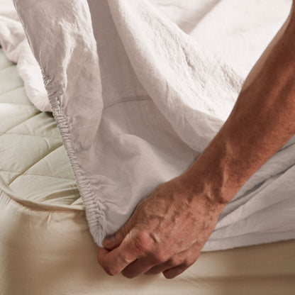 Product image of Mariana Linen Blend Fitted Sheet - Ivory by Woolroom – premium bed linen