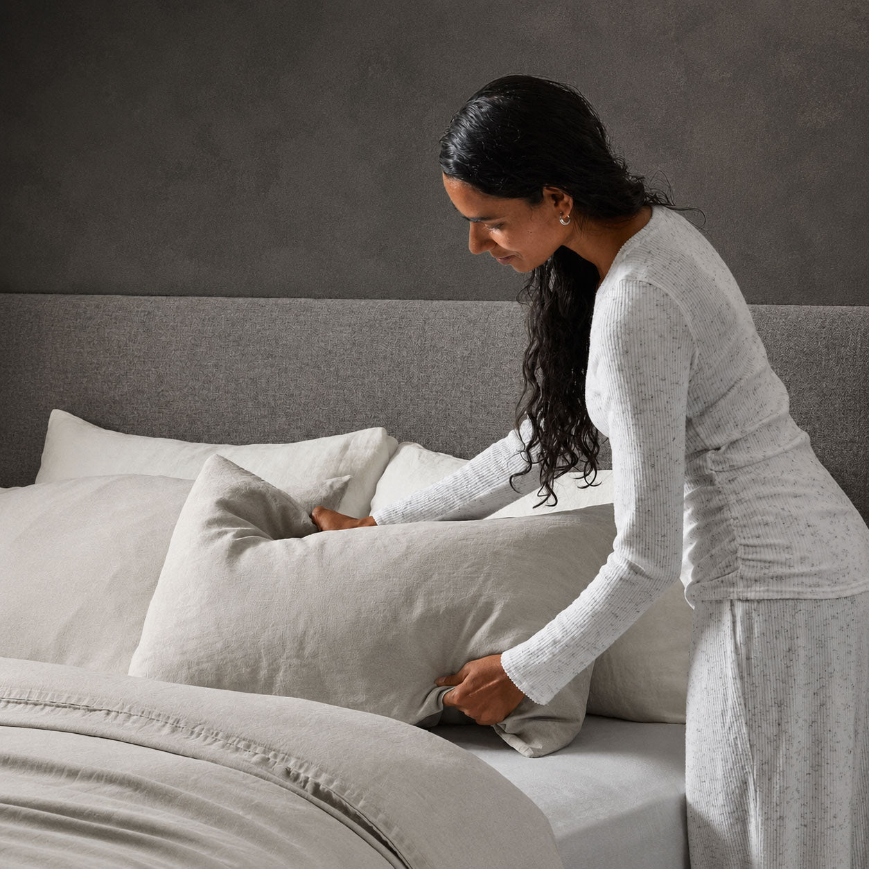 Product image of Mariana Linen Blend Pillow Case - Pebble by Woolroom – premium bed linen