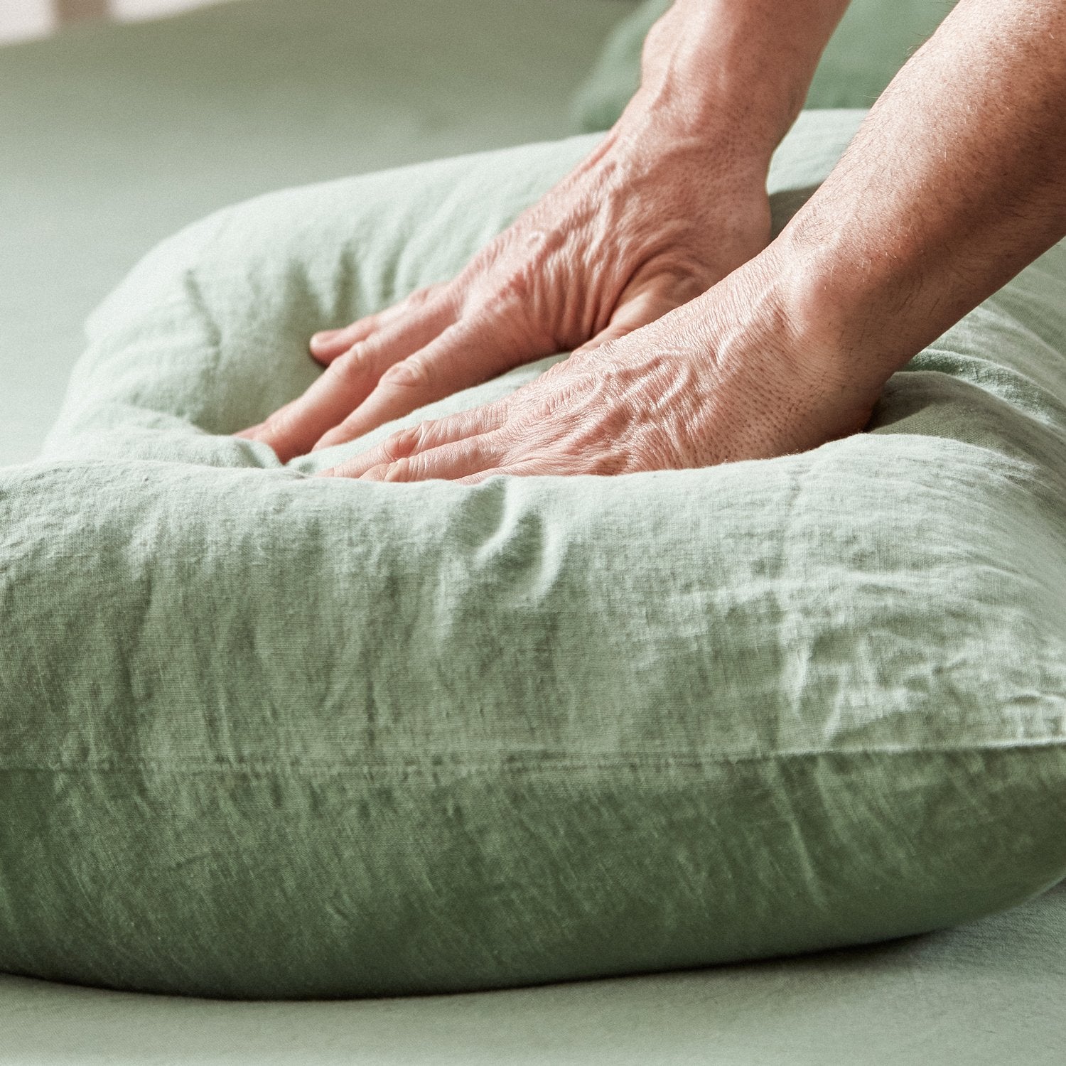 Mariana Linen Blend Pillow Case - Sage from Woolroom – natural bed linen for better sleep