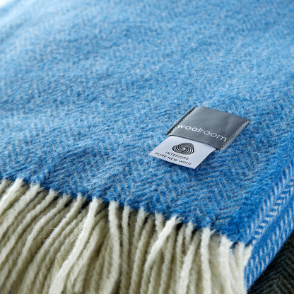 Chianti Wide Throw - Azure Blue from Woolroom – natural bed blankets for better sleep