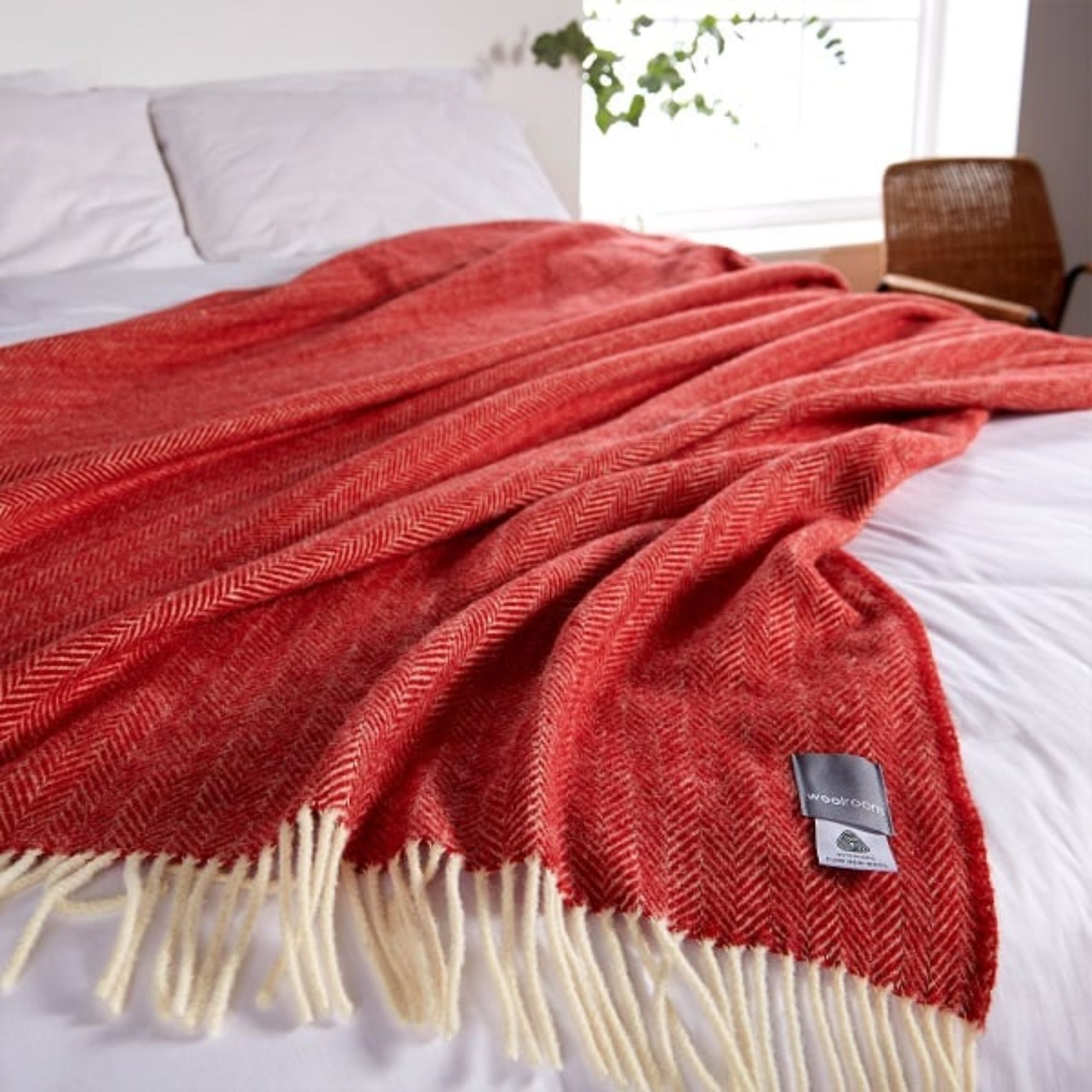 Product image of Chianti Wide Throw - Sangria Red by Woolroom – premium bed blankets