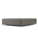 The Woolroom Chartwell Upholstered Divan with silver castors in the dark grey upholstery with storage drawers.
