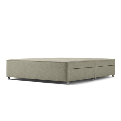 The Chartwell Upholstered Divan in Light Grey has silver castors and storage options underneath for your bedroom.