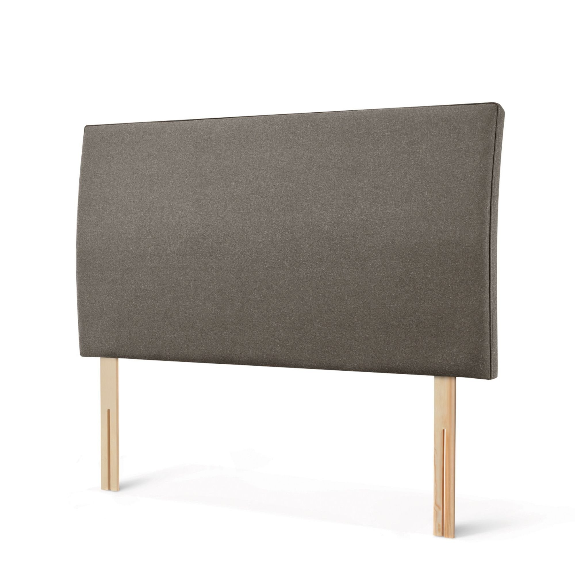 The Woolroom Coleton Strutted Headboard with a soft curve in a dark grey upholstery is bed-fixed and 100% British wool.