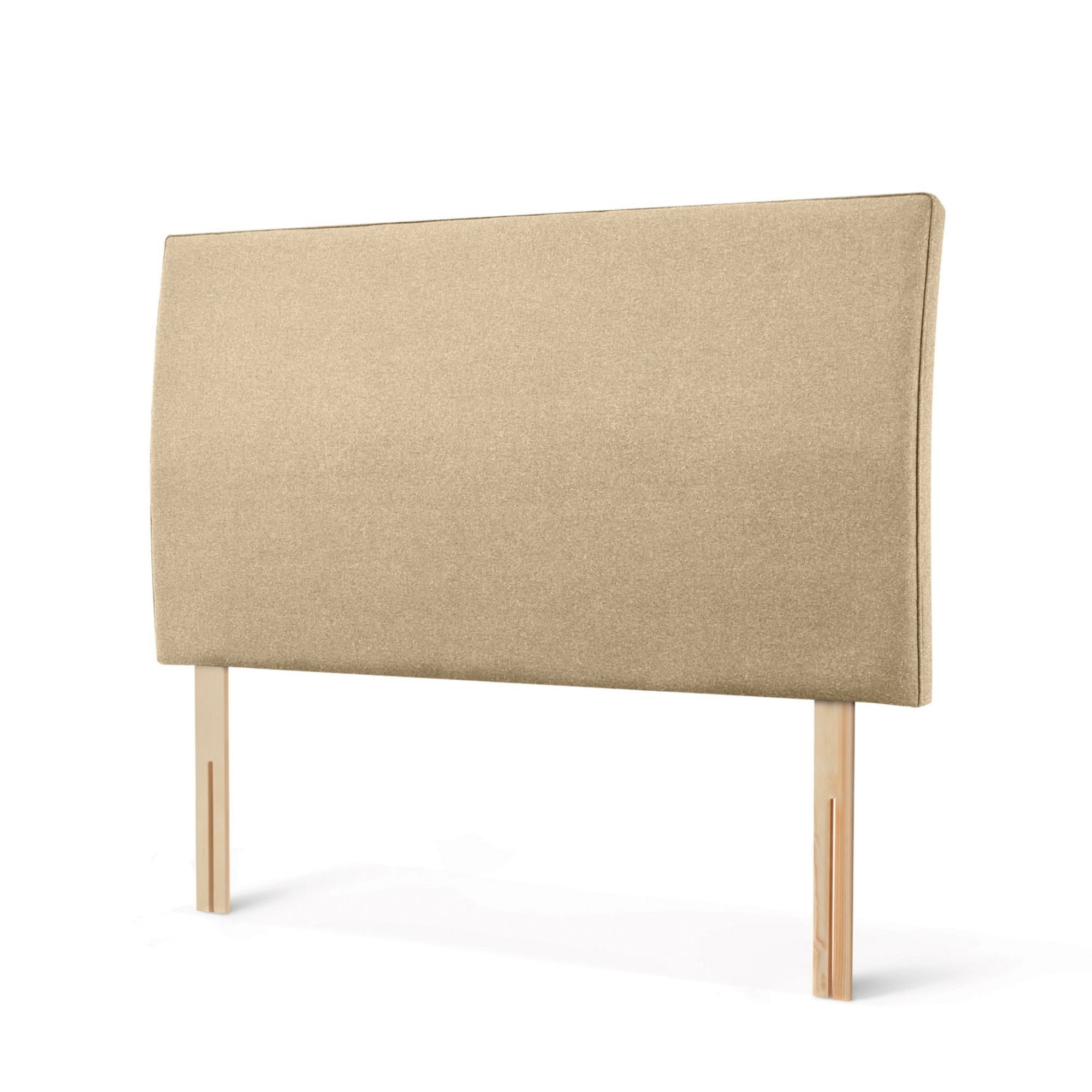 The Woolroom Coleton Strutted Headboard with a soft curve in Walnut brown upholstery is bed-fixed and 100% British wool.