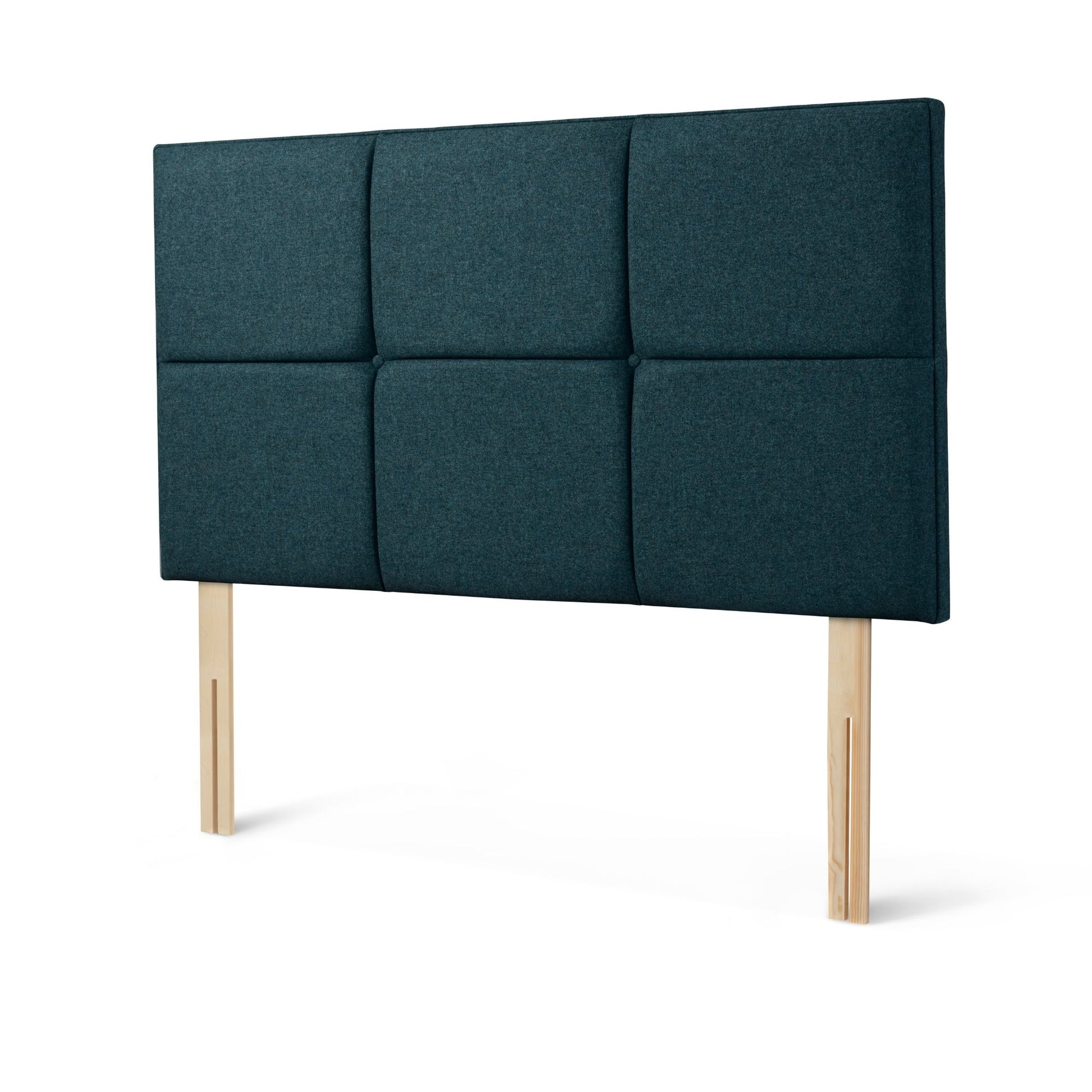 The Woolroom Goddards Strutted Headboard in Pine dark green has upholstered panels and is a bed-fixed option for a bed. 