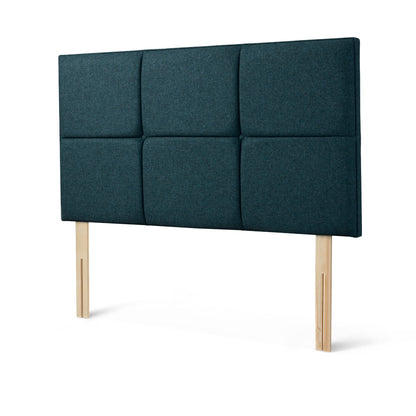 The Woolroom Goddards Strutted Headboard in Pine dark green has upholstered panels and is a bed-fixed option for a bed. 