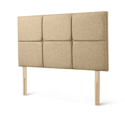 The Woolroom Goddards Strutted Headboard in Walnut brown has upholstered panels and is a bed-fixed option for a bed. 