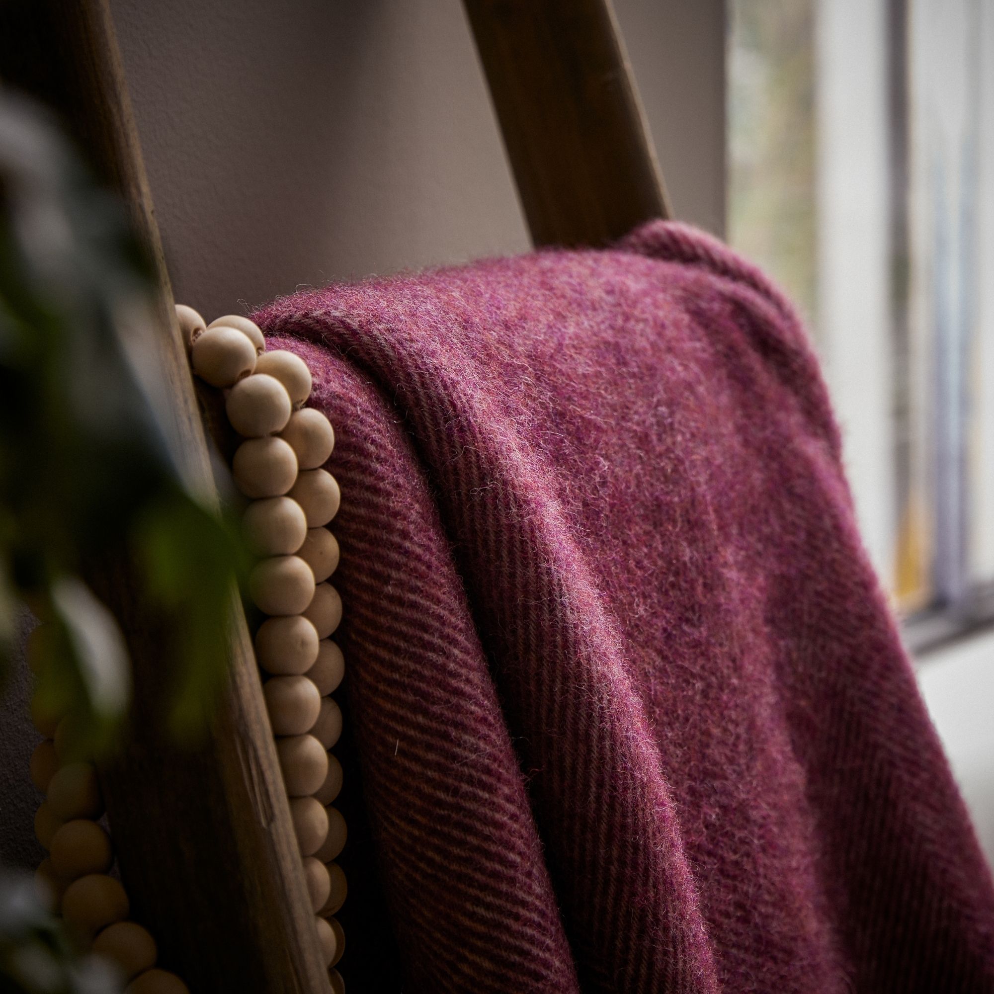 Product image of Herringbone Shetland Wool Throw - Berry by Woolroom – premium wool throws