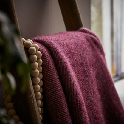 Product image of Herringbone Shetland Wool Throw - Berry by Woolroom – premium wool throws