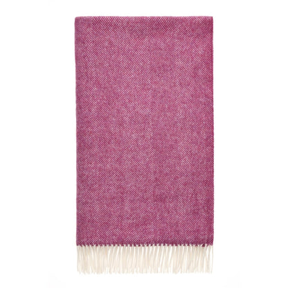 Woolroom Herringbone Shetland Wool Throw - Berry – crafted from natural materials for comfort
