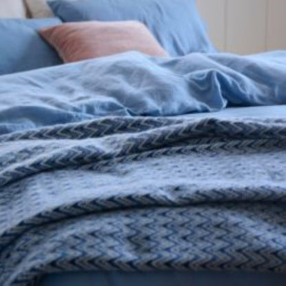 Shady Wave Wool Throw - Blue from Woolroom – natural wool throws for better sleep
