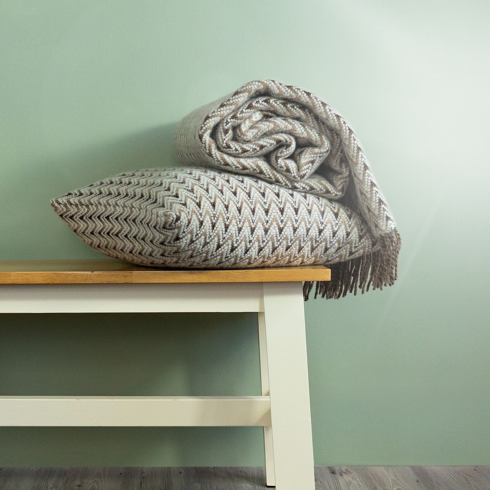 Product image of Shady Wave Wool Throw - Natural by Woolroom – premium wool throws