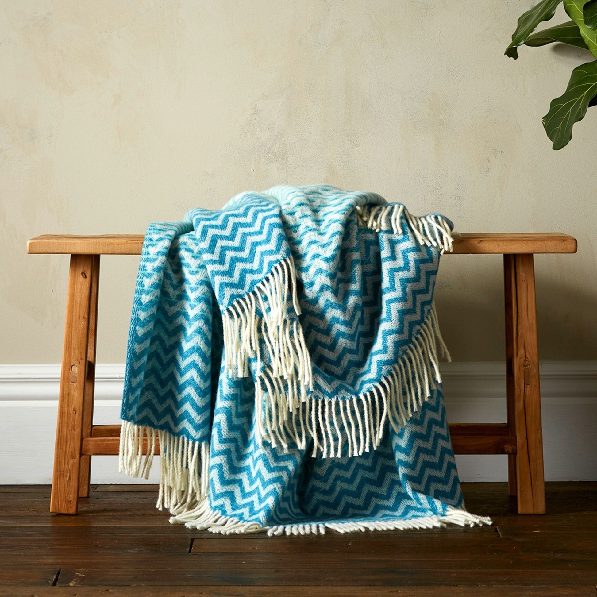 Teal Astrid Gradient Pure New Wool Throw Woolroom