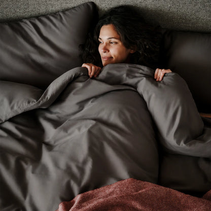 Arinta Organic Cotton Comforter Cover - Charcoal