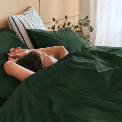 Arinta Organic Cotton Comforter Cover - Forest Green