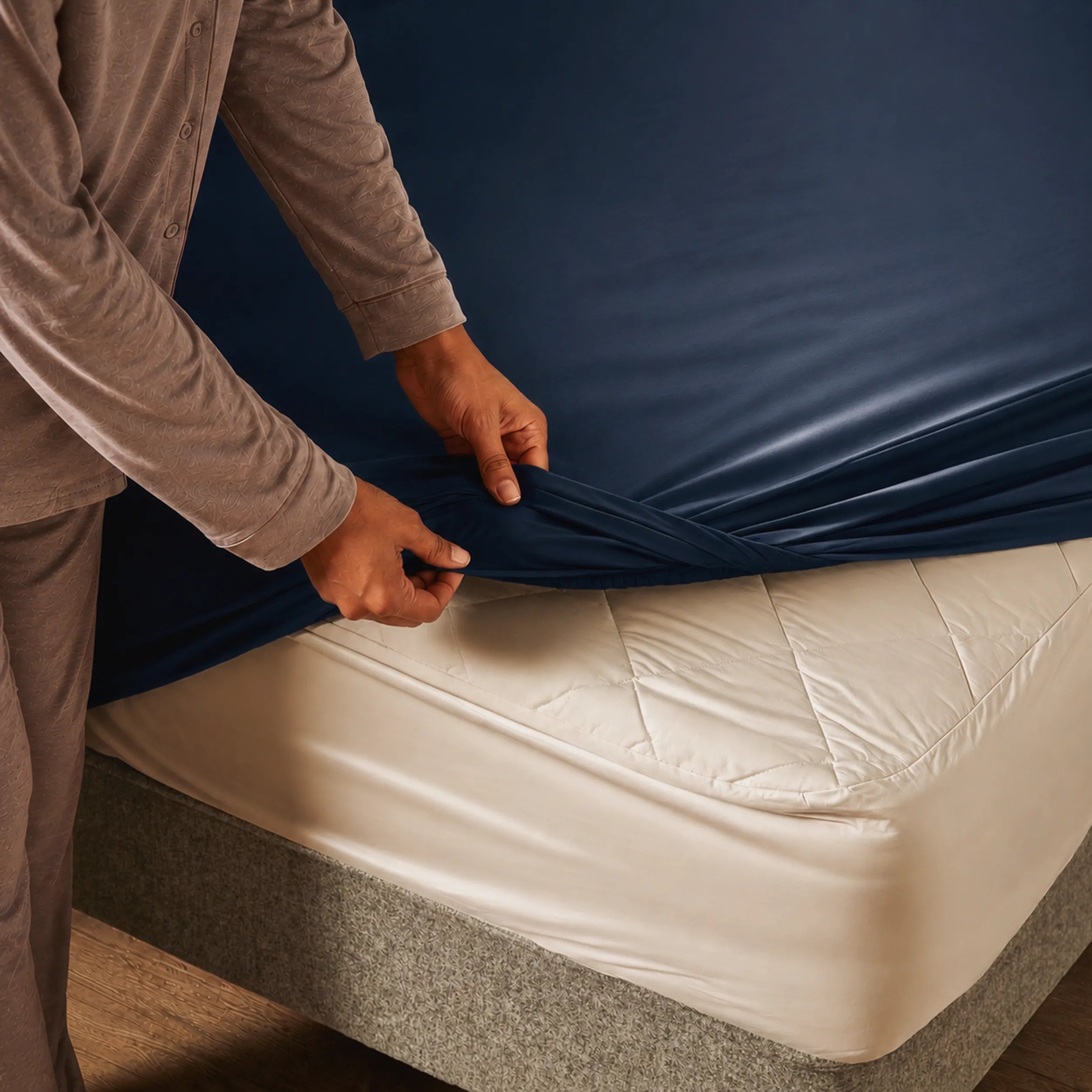 Arinta Organic Cotton Fitted Sheet - Midnight Blue