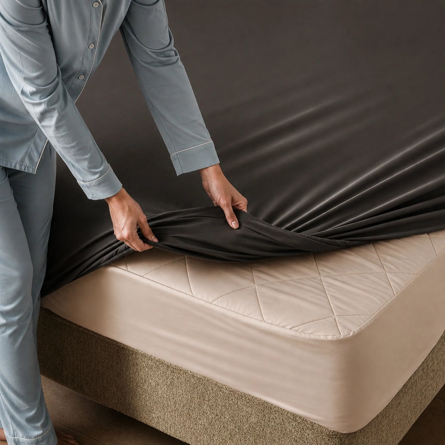 Arinta Organic Cotton Fitted Sheet - Charcoal