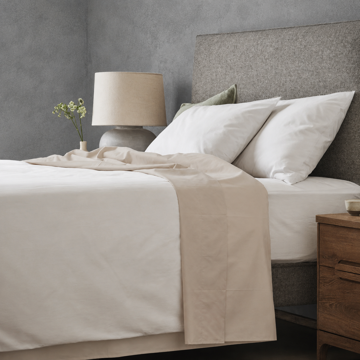 Arinta Organic Cotton Flat Sheet - Almond