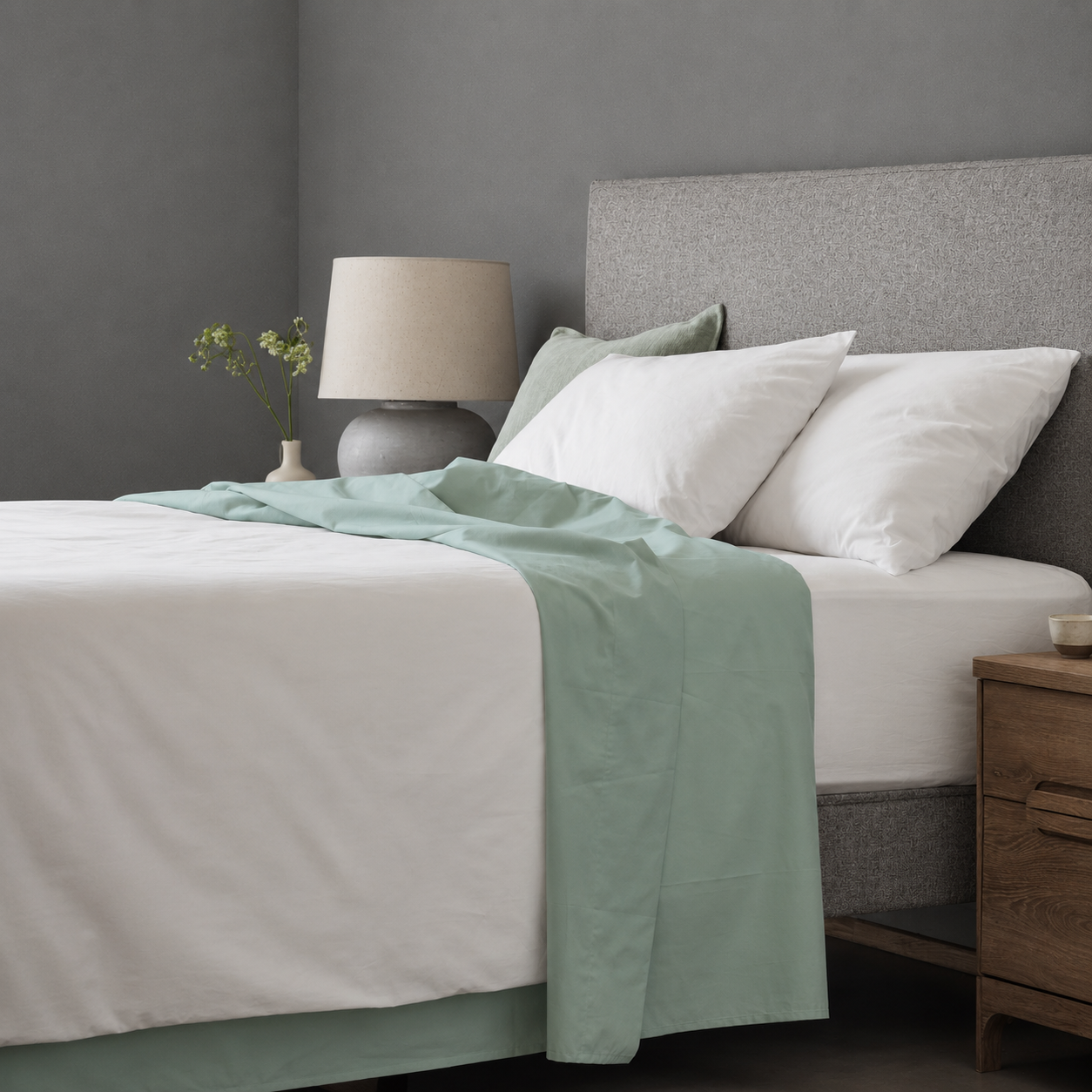 Arinta Organic Cotton Flat Sheet - Pistachio