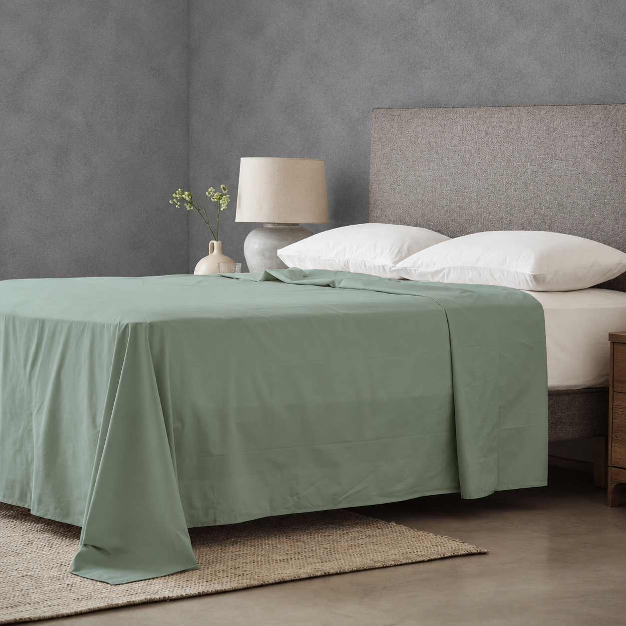 Arinta Organic Cotton Flat Sheet - Pistachio