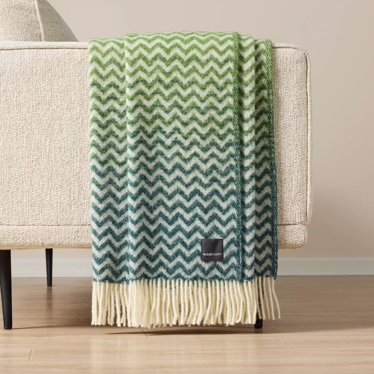 Plaid Woolroom Astrid Gradient en pure laine vierge - Vert