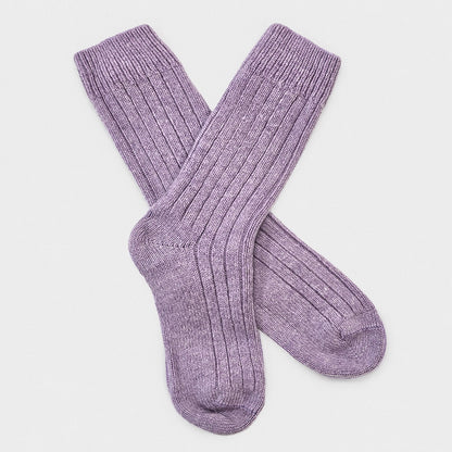 Merino Wool Bed Socks - Lavender- Size US  6.5-9.5/5-8