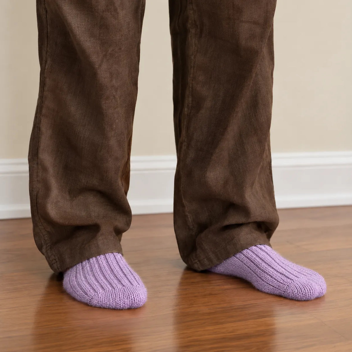 Merino Wool Bed Socks - Lavender- Size US  6.5-9.5/5-8