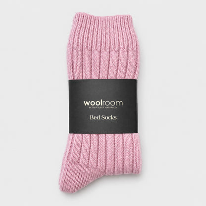 Merino Wool Bed Socks - Pink- Size UK 7-11