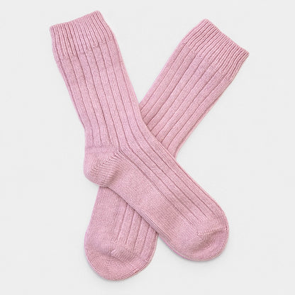 Merino Wool Bed Socks - Pink- Size UK 7-11