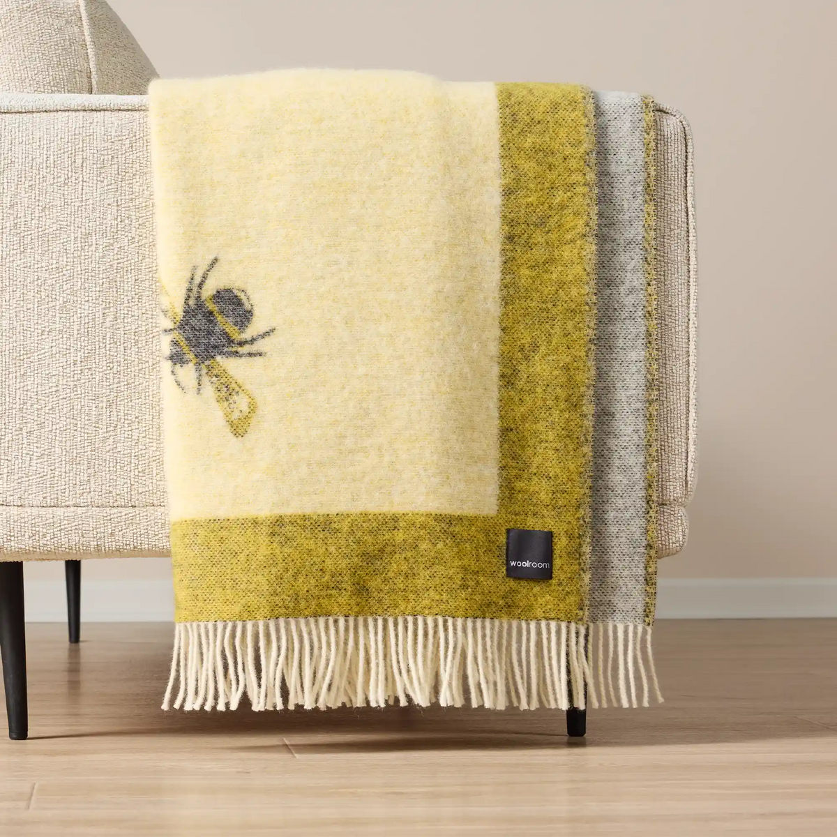 Wild and Wool Bee Wool Throw - Yellow and Black