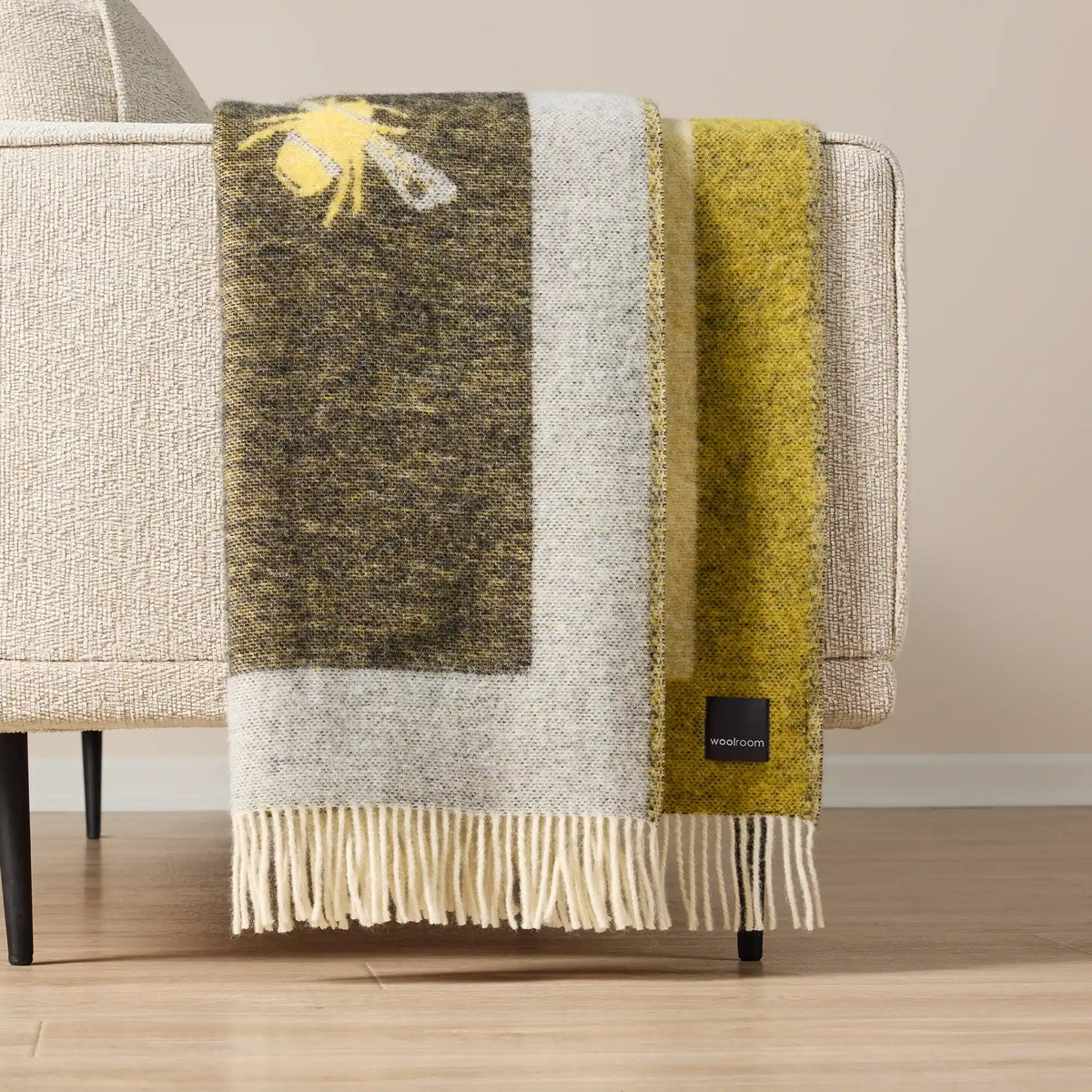 Wild and Wool Bee Wool Throw - Yellow and Black
