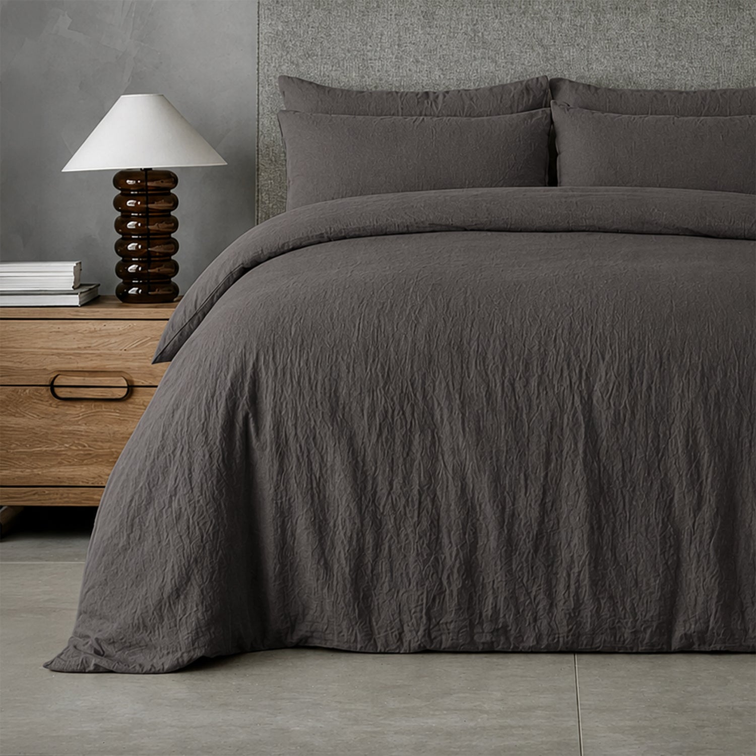 Mariana Linen Blend Duvet Set - Charcoal