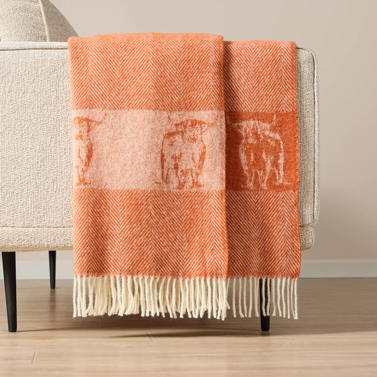 Wild and Wool Herringbone Highland Coo Throw