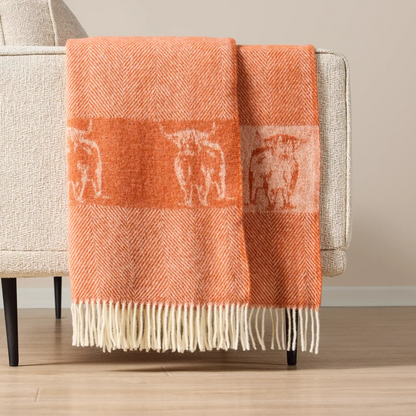Wild and Wool Herringbone Highland Coo Throw