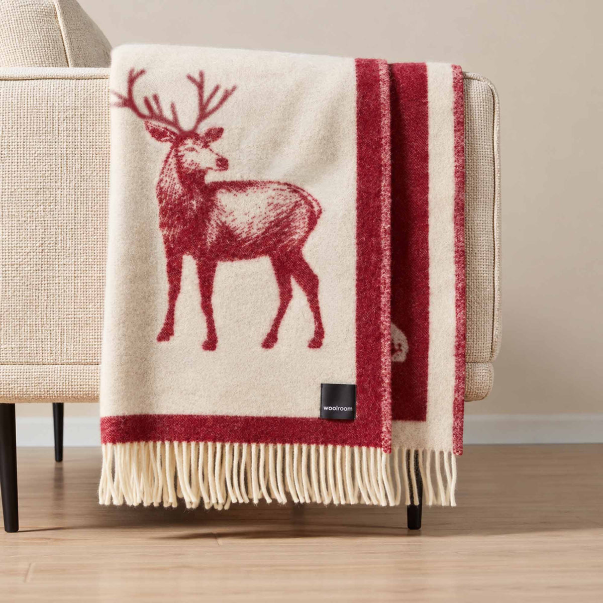 Wild and Wool Deer Wool Throw - Berry