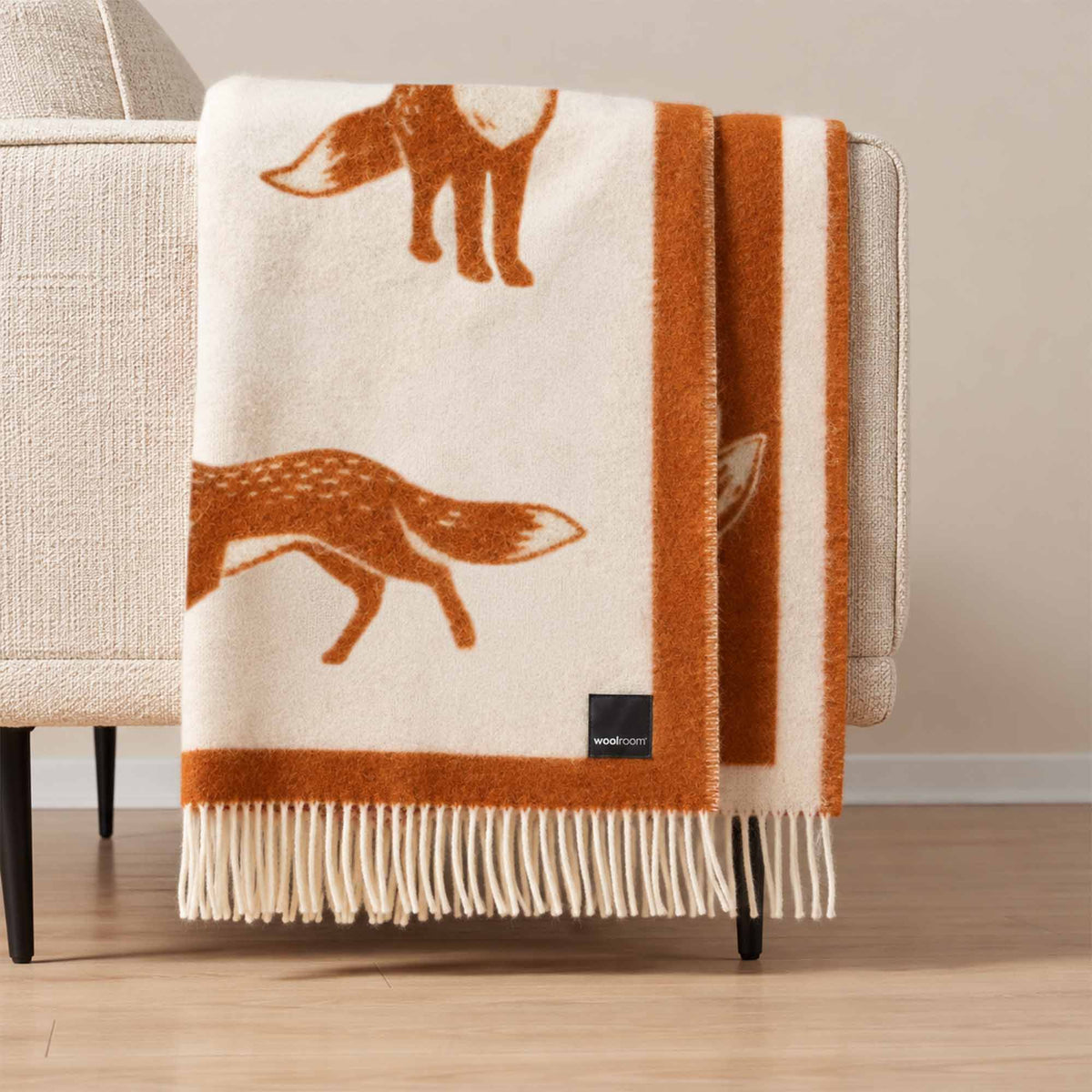 Wild and Wool Fox Wool Throw - Rust