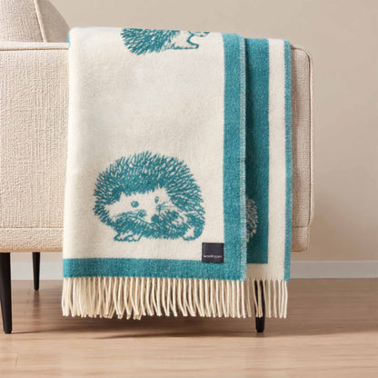 Wild and Wool Hedgehog Wool Throw - Teal