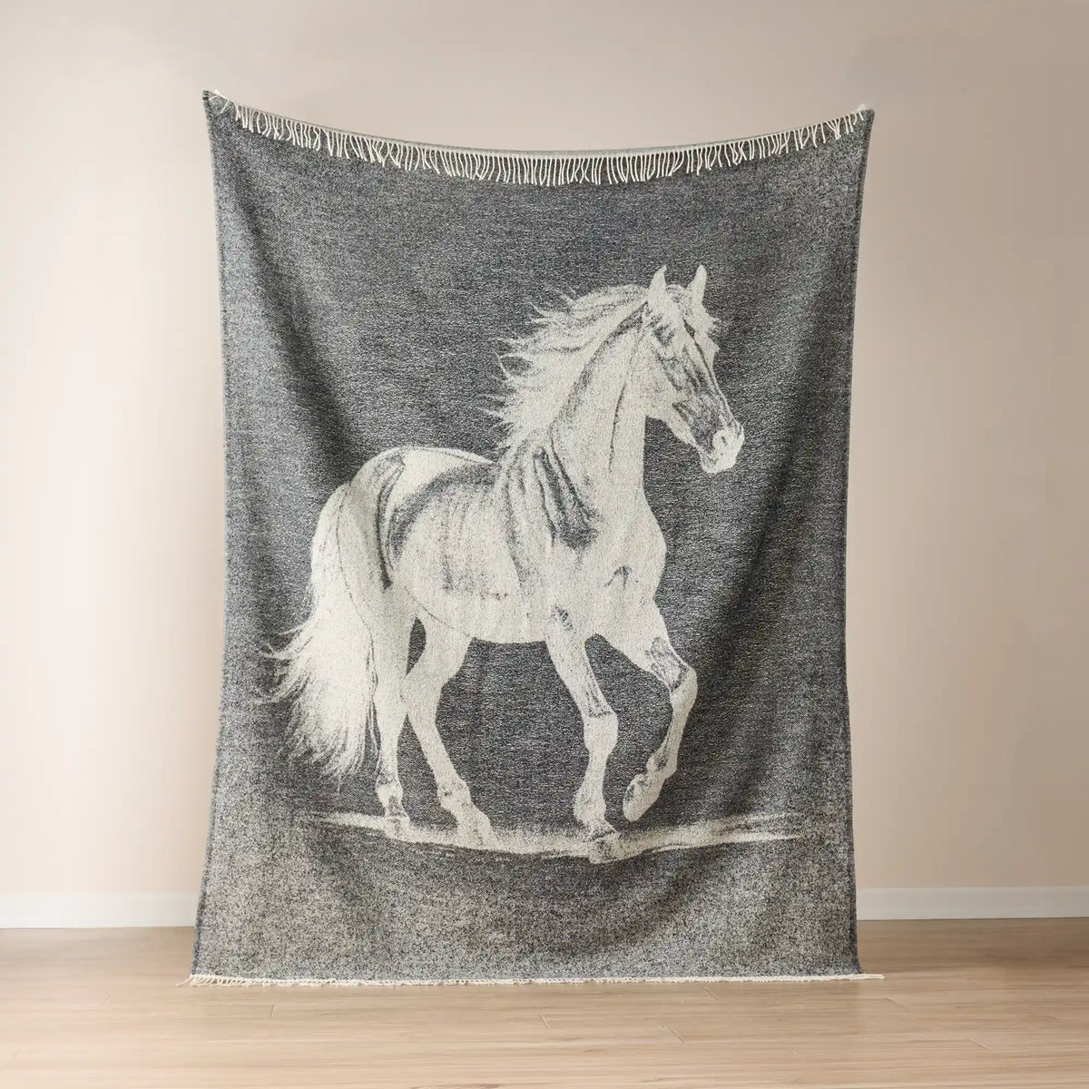 Wild and Wool Black & Grey Horse Throw