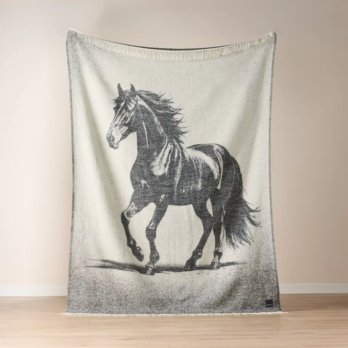 Wild and Wool Black & Grey Horse Throw