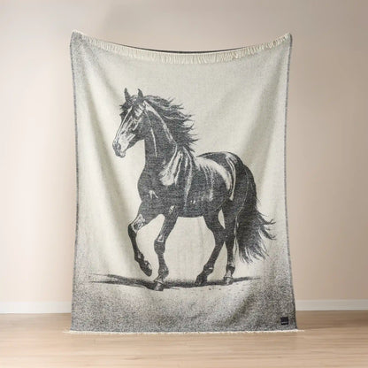 Wild and Wool Black & Grey Horse Throw