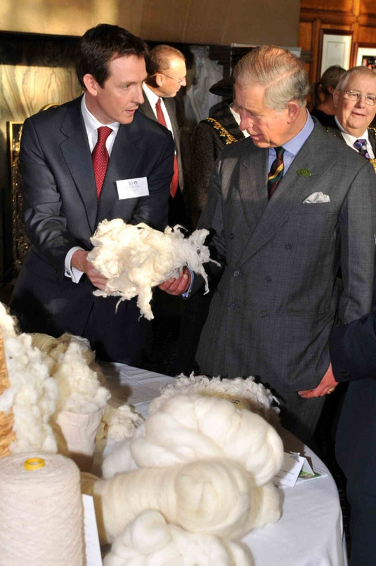 Jo Dawson showing the Patron for Wool woolroom wool at the campaign for wool